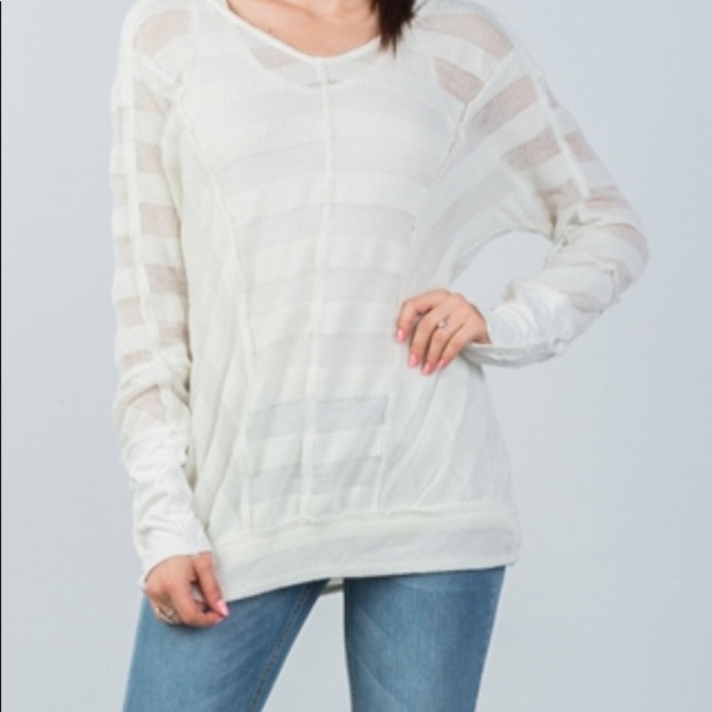 Off white mesh knit sweater and tank duo